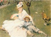 Pierre-Auguste Renoir Camille Monet and Her son Jean in the Garden at Arenteuil oil painting picture wholesale